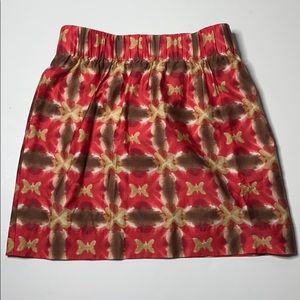 J Crew Coral Brown White Cotton Skirt Pockets Sz 0